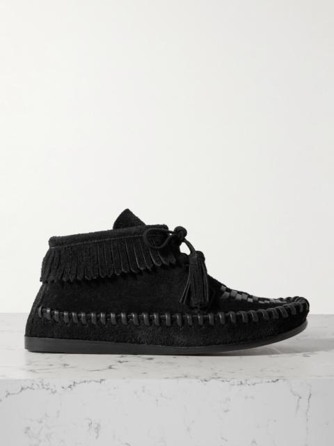 Isabel Marant Felsa Fringed Tasseled Leather-trimmed Suede Ankle Boots