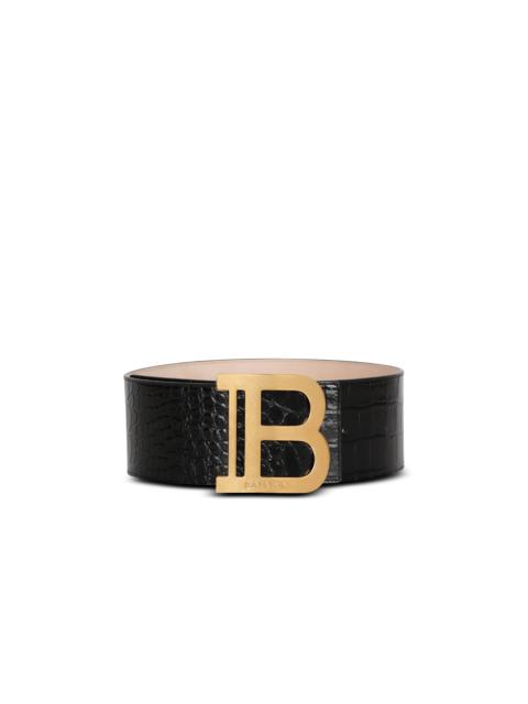 Balmain B-Belt in crocodile-print leather