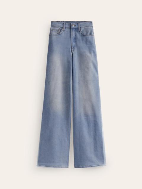BODEN High Rise Wide Leg Jeans-Light Vintage