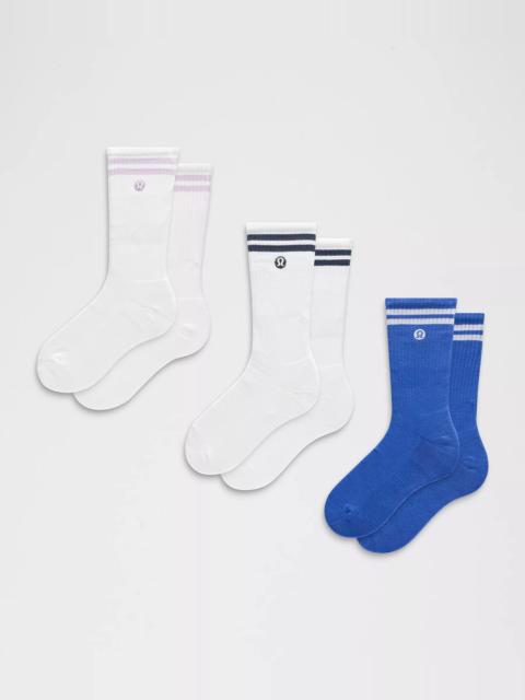 lululemon Unisex Daily Essential Crew Socks 3 Pack *Stripe