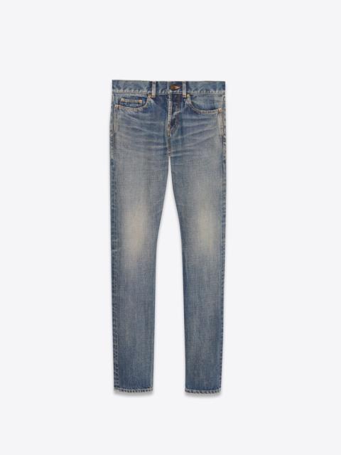 SAINT LAURENT slim-fit jeans in dirty sandy blue denim