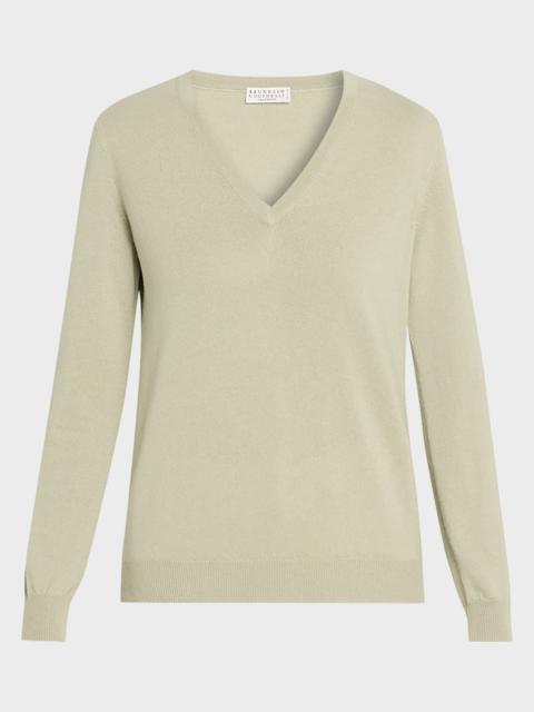 Brunello Cucinelli Monili-Trim V-Neck Cashmere Sweater