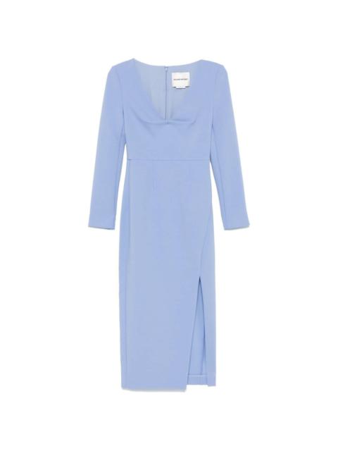 long-sleeve crepe midi dress