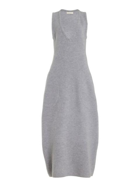 Nevina Curved-Seam Merino Wool Knit Maxi Dress grey