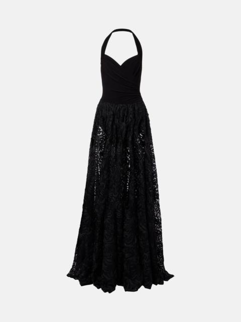 NORMA KAMALI Cayla embroidered semi-sheer gown