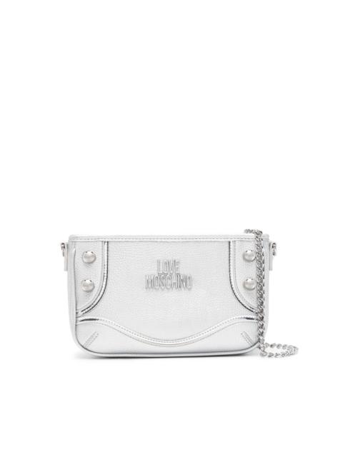 Moschino logo-lettering metallic shoulder bag