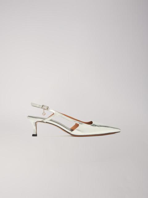 maje Silver leather strappy heels