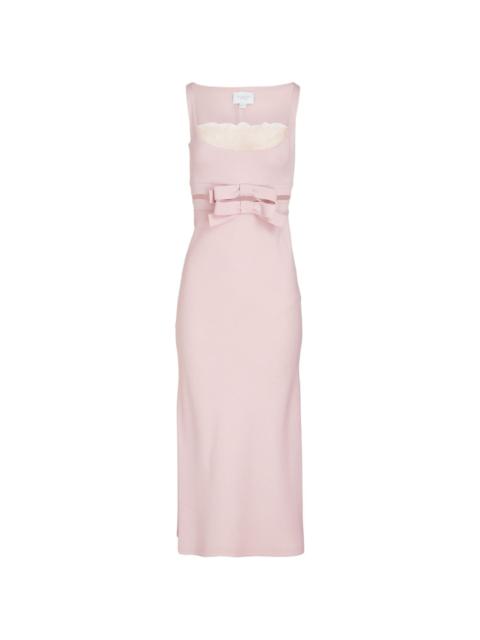 bow-detail crepe midi dress