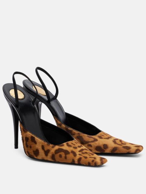 SAINT LAURENT Tuileries 110 leopard-print slingback pumps