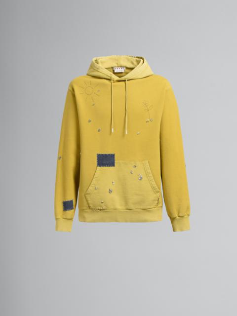 Marni YELLOW EMBROIDERED HOODIE