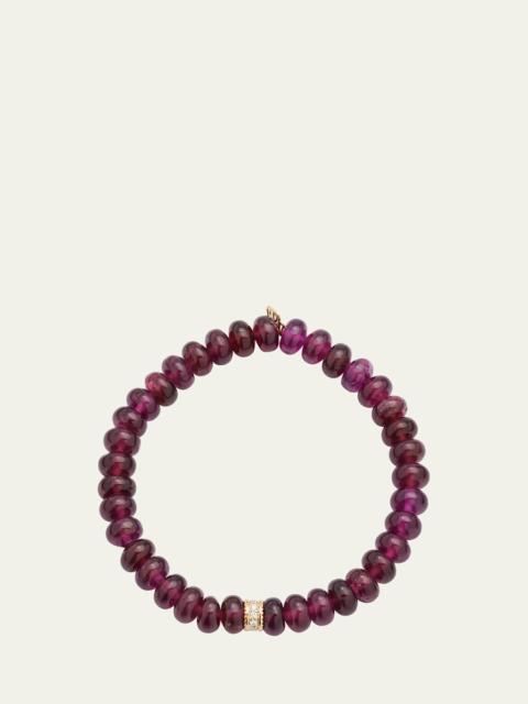 SYDNEY EVAN Scallop Edge Pave Rondelle on Rhodolite Bead Bracelet