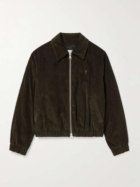 AMI Paris Logo-Embroidered Cotton-Corduroy Jacket