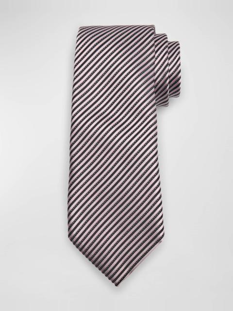 Men's 100 Fili Mulberry Silk Stripe Tie