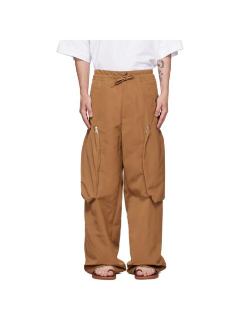 Tan Wide-Leg Cargo Pants