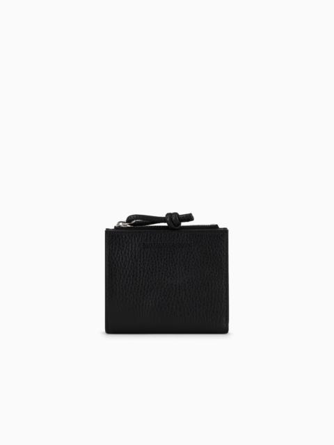 EMPORIO ARMANI Zipped, tumbled-leather card holder