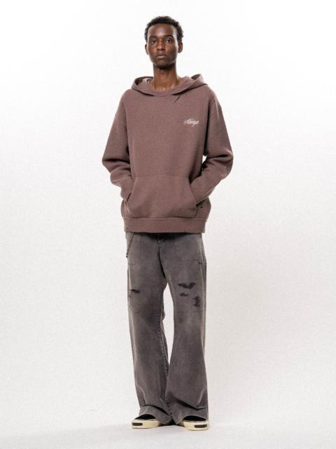 KAMIYA Embroidered Felted Wool Knit Hoodie