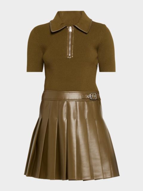 SIMKHAI Linnie Pleated Combo Mini Dress