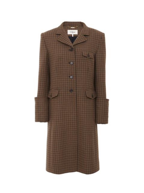 Chloé RIDING COAT IN HOUNDSTOOTH WOOL