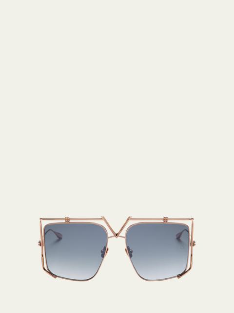 Valentino V-Light Blue Titanium Square Sunglasses