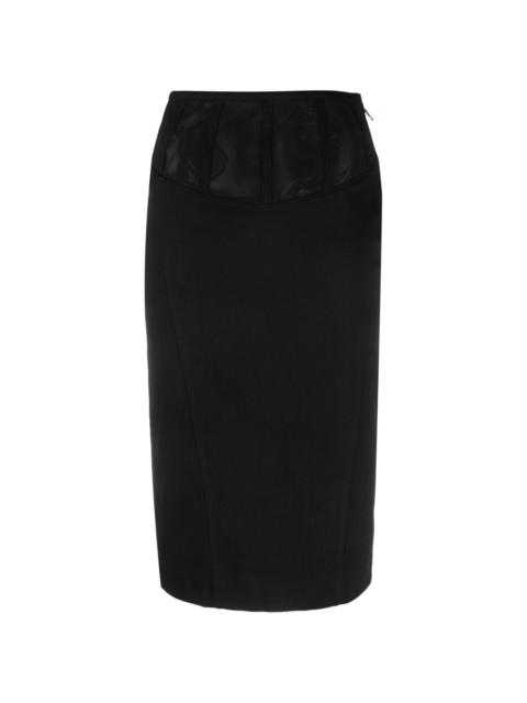 panelled midi straight skirt