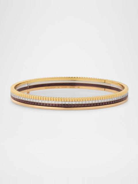 Boucheron Quatre Classique 18K Tricolor Gold Bracelet with Brown PVD and White Diamonds