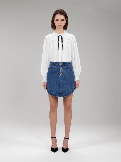 self-portrait White Broderie Collar Chiffon Blouse