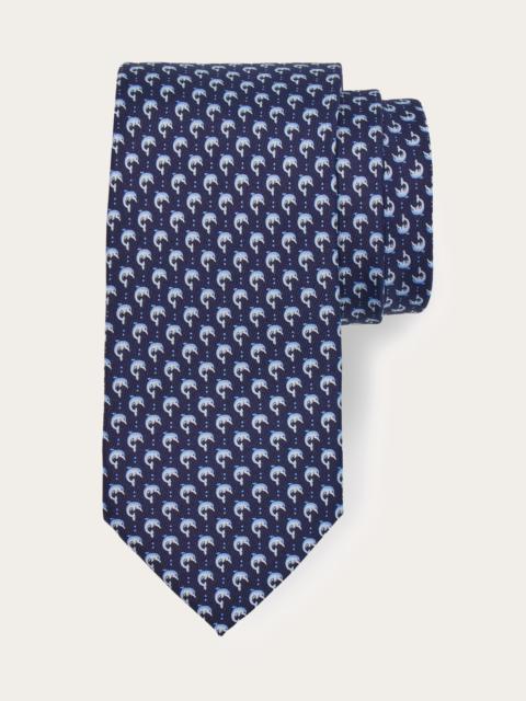 Dolphin print silk tie