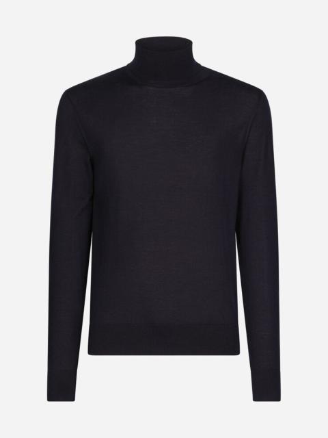 Cashmere and silk turtle-neck sweater