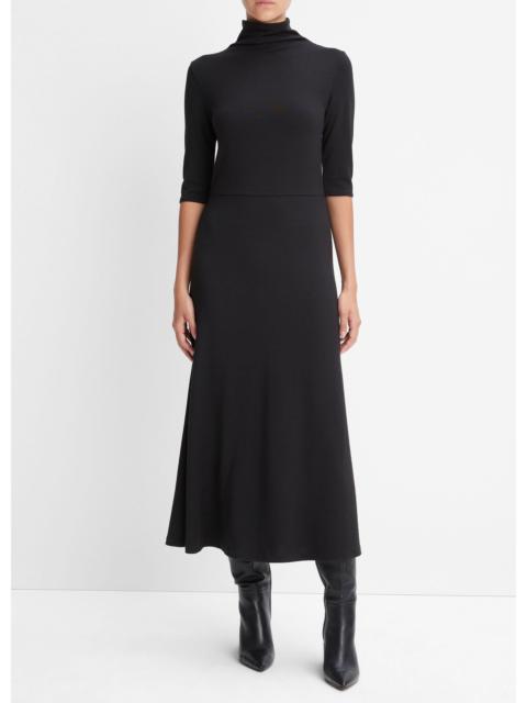 Vince Elbow-Sleeve Turtleneck Dress