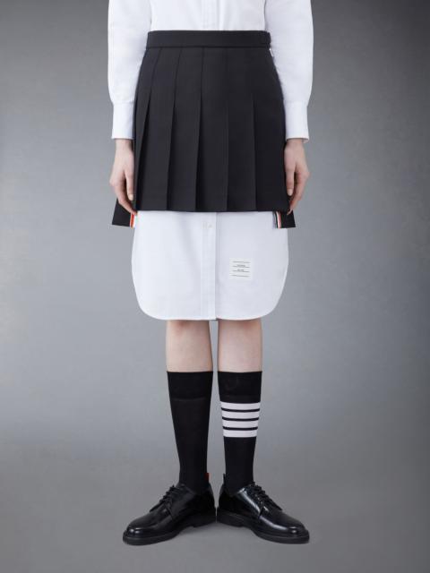 Thom Browne THIGH LENGTH DROPPED BACK PLEATED SKIRT IN 2PLY FRESCO