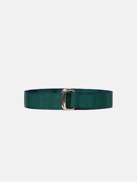 J. PRESS MADE-IN-USA GREEN & NAVY STRIPED GROSGRAIN RIBBON BELT