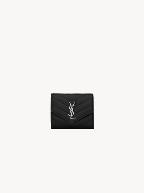 SAINT LAURENT CASSANDRE MATELASSÉ MULTI-FOLDED WALLET IN GRAIN DE POUDRE LEATHER