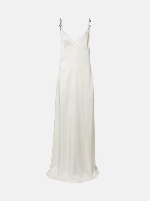 Horsebit embellished satin slip dress
