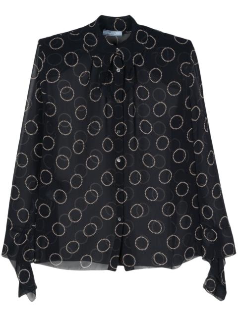 Prada graphic-print semi-sheer shirt