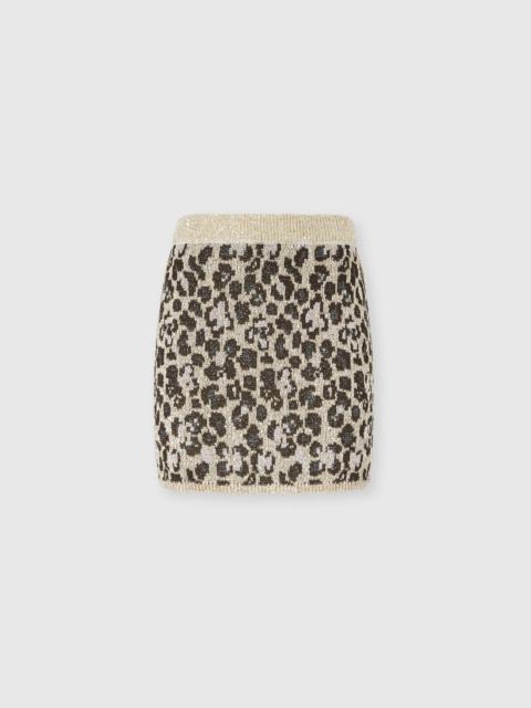 Missoni Animal-Jacquard Knit Mini Skirt with Sequins