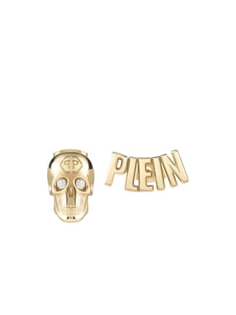 PHILIPP PLEIN skull and logo stud earrings