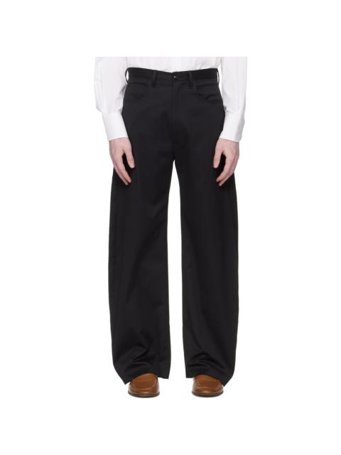 ssstein Black Cotton Satin Round Trousers