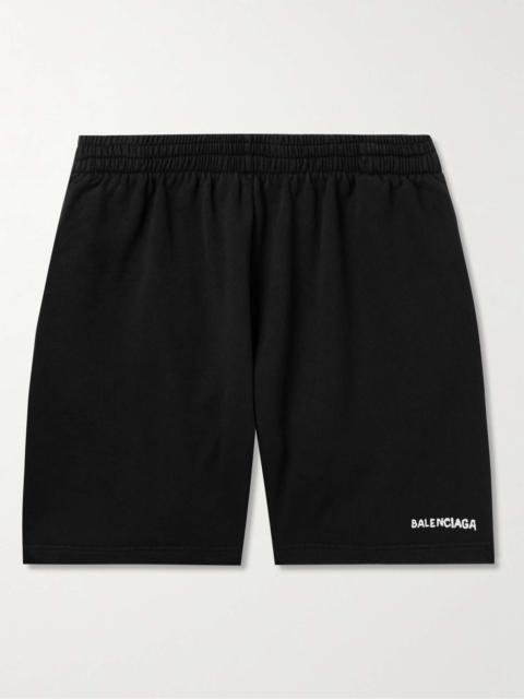 BALENCIAGA Straight-Leg Logo-Print Cotton-Jersey Shorts