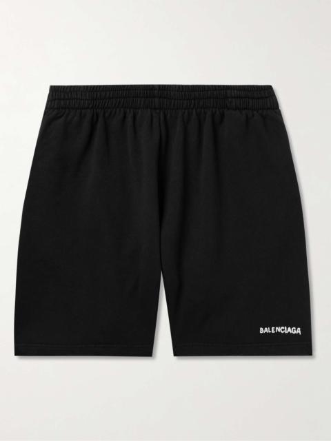 BALENCIAGA Straight-Leg Logo-Print Cotton-Jersey Shorts