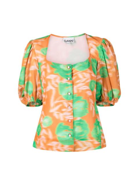 floral-print crepe blouse