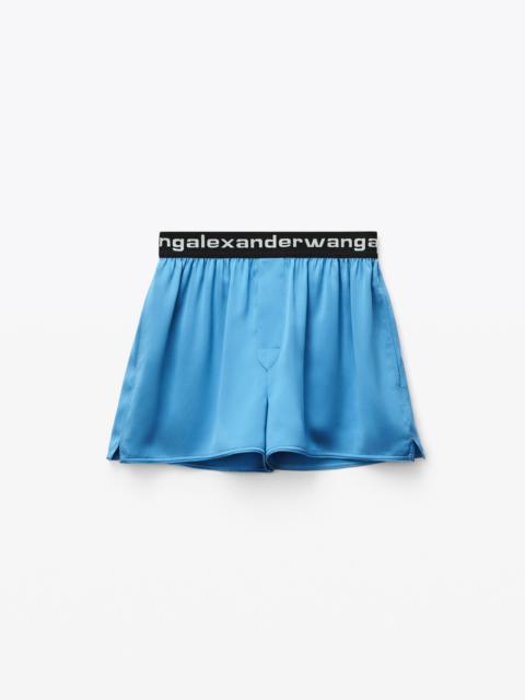 Alexander Wang LOGO ELASTIC SHORT IN SILK CHARMEUSE
