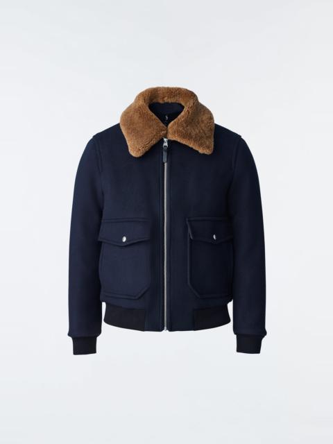 Dalton-F, Bomber Jacket Bomber Jacket with Shearling Trim