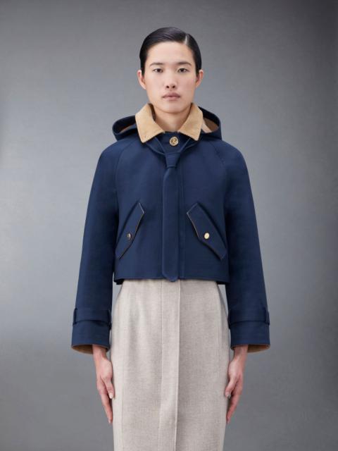 Thom Browne Mackintosh Removable Tie Hood Cropped Car Coat