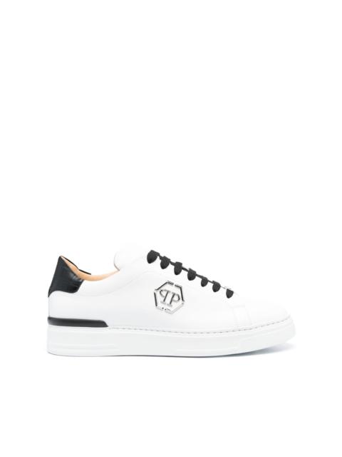 PHILIPP PLEIN logo-plaque low-top leather sneakers