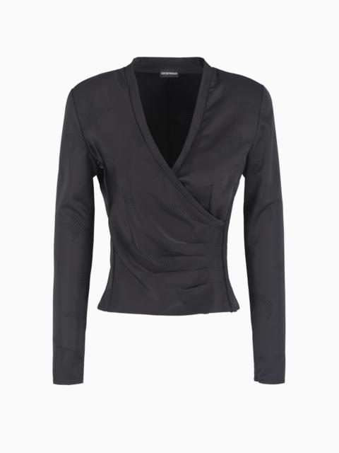 EMPORIO ARMANI Moon Capsule collection blouse with a crossover V neck and jacquard draping