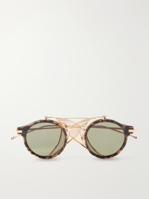 Thom Browne Round-Frame Gold-Tone Titanium and Tortoiseshell Acetate Sunglasses