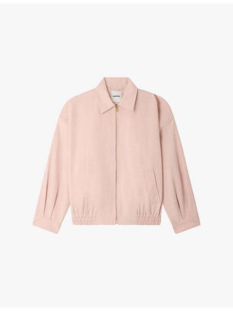 Sandro Collared Relaxed-Fit Cotton and Linen-Blend Jacket