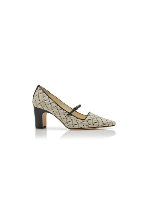 Manolo Blahnik Light Beige Raffia Mary Jane Pumps