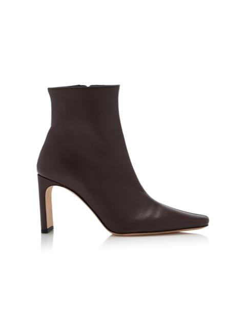 STAUD Wally Leather Ankle Boots brown