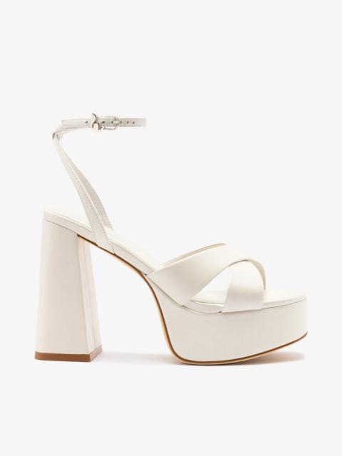 Larroudé Dolly X Platform Sandal In Pearl Leather